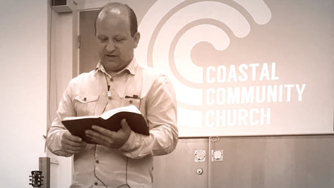 Senior Pastor Mark Rowan talking on over coming temptation at Coastal Community Church, Barnstaple